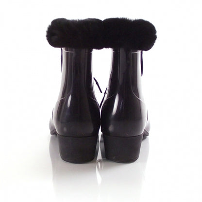 Chanel Fur Lined Vinyl Boots Black 38 4 of 9