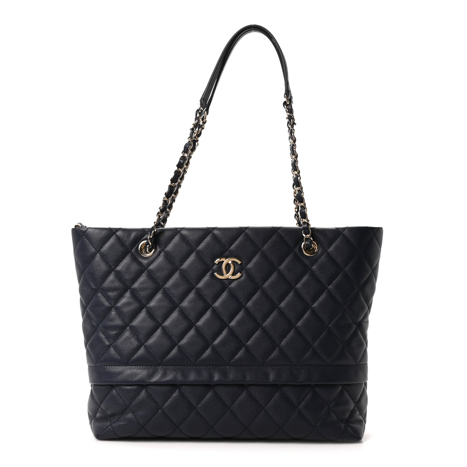 Chanel Caviar Quilted Rolled Up Tote Navy 1 of 10