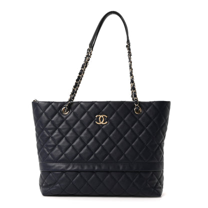 Chanel Caviar Quilted Rolled Up Tote Navy 1 of 10
