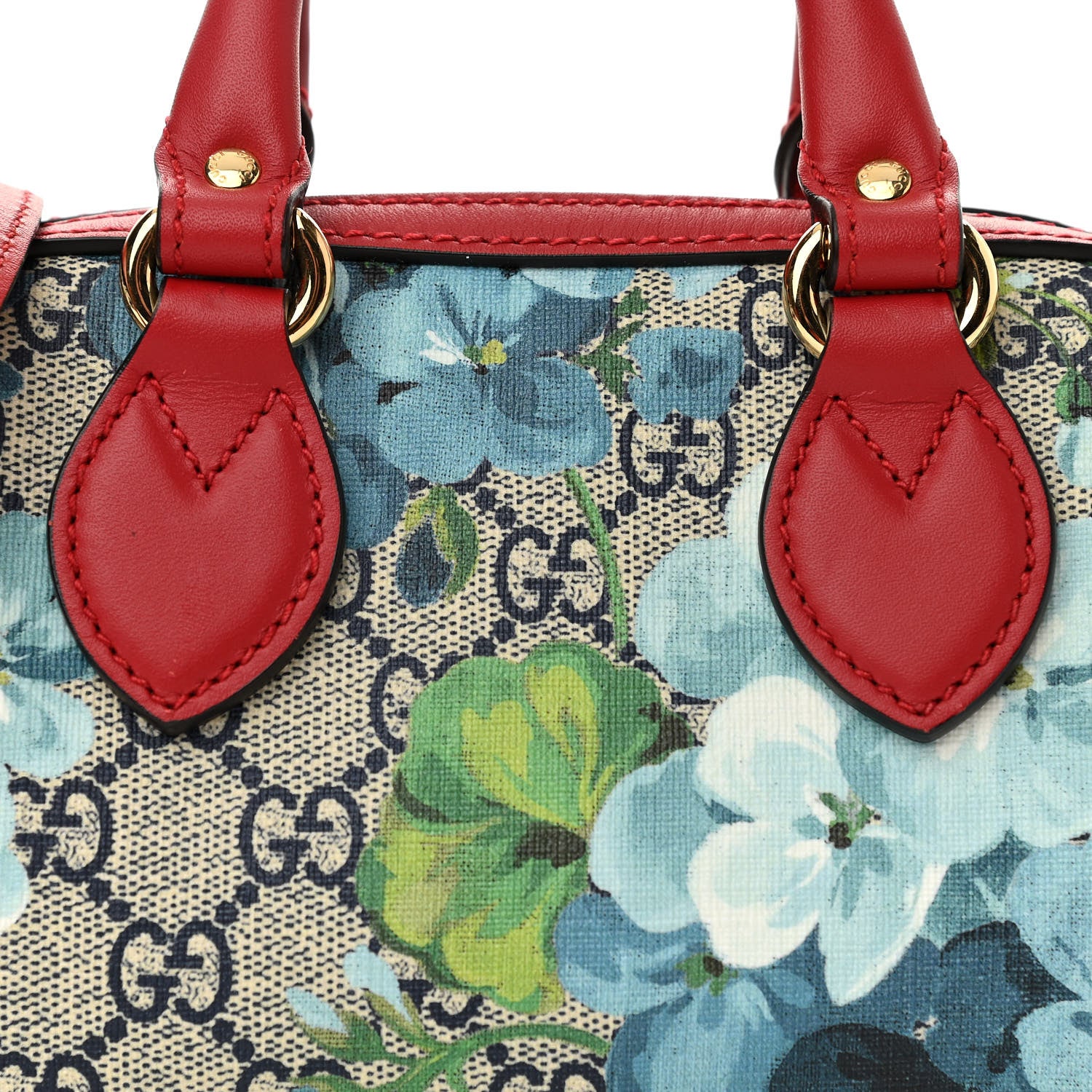Gucci GG Supreme Monogram Blooms Mini Boston Navy Blue Hibiscus 9 of 11