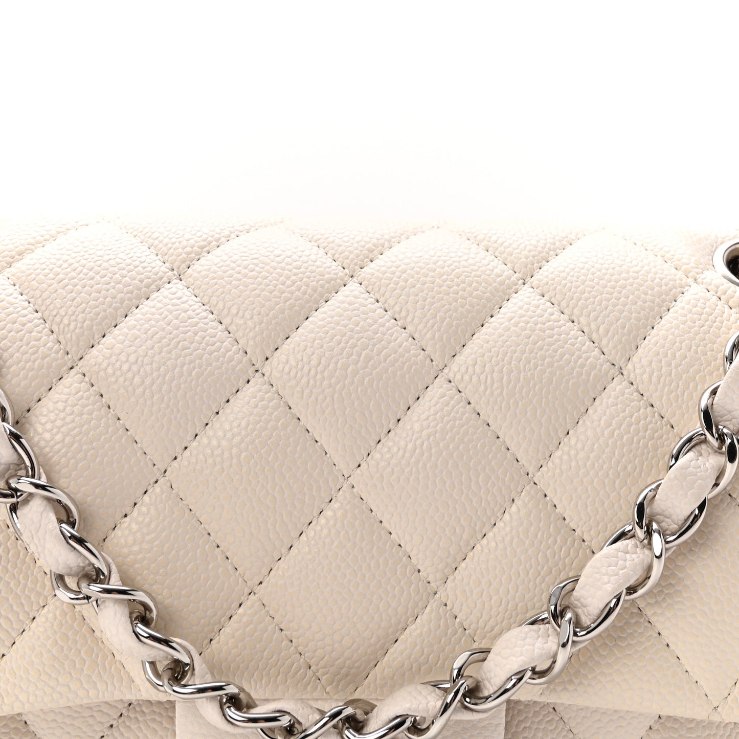 Caviar Quilted Small Double Flap White