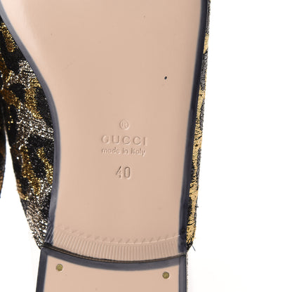 Gucci Lurex Jacquard Leopard Embroidered Princetown Slippers 40 Black Gold 8 of 11