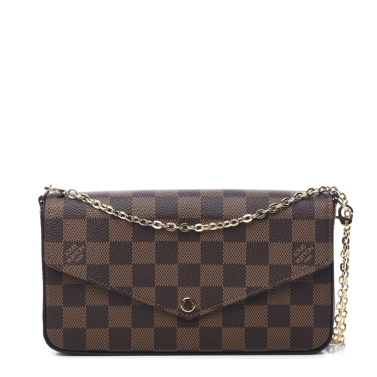 Louis Vuitton Damier Ebene Pochette Felicie Chain Wallet 1 of 12