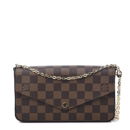 Louis Vuitton Damier Ebene Pochette Felicie Chain Wallet 1 of 12