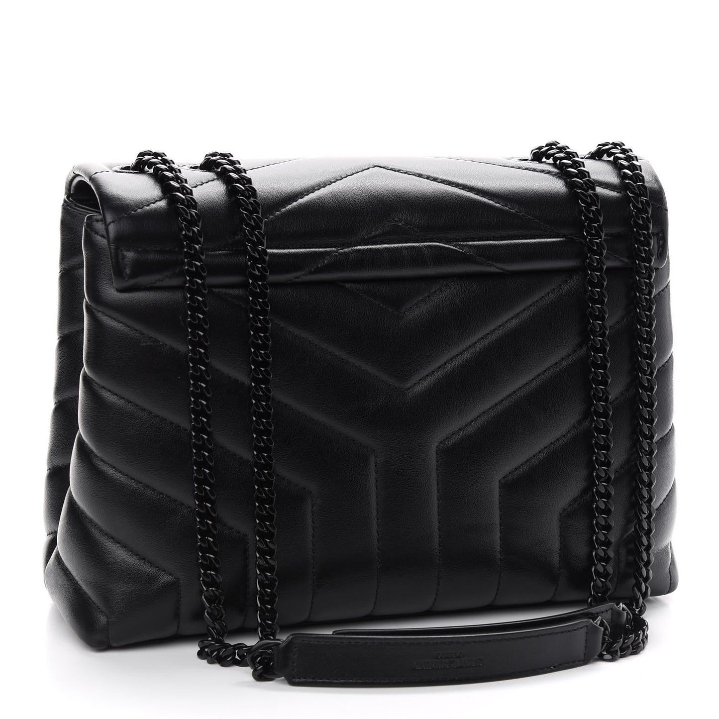 Calfskin Y Quilted Monogram Small Loulou Chain Satchel Black
