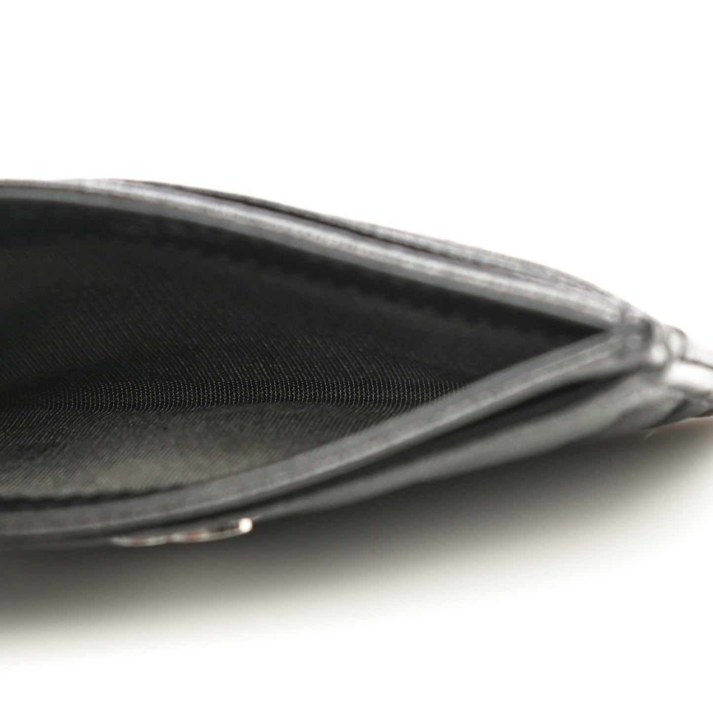 Goatskin Camellia Embossed Card Holder Grey