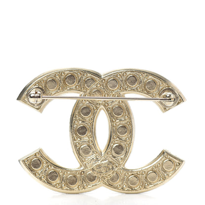 Chanel Pearl Crystal CC Brooch Gold 3 of 4