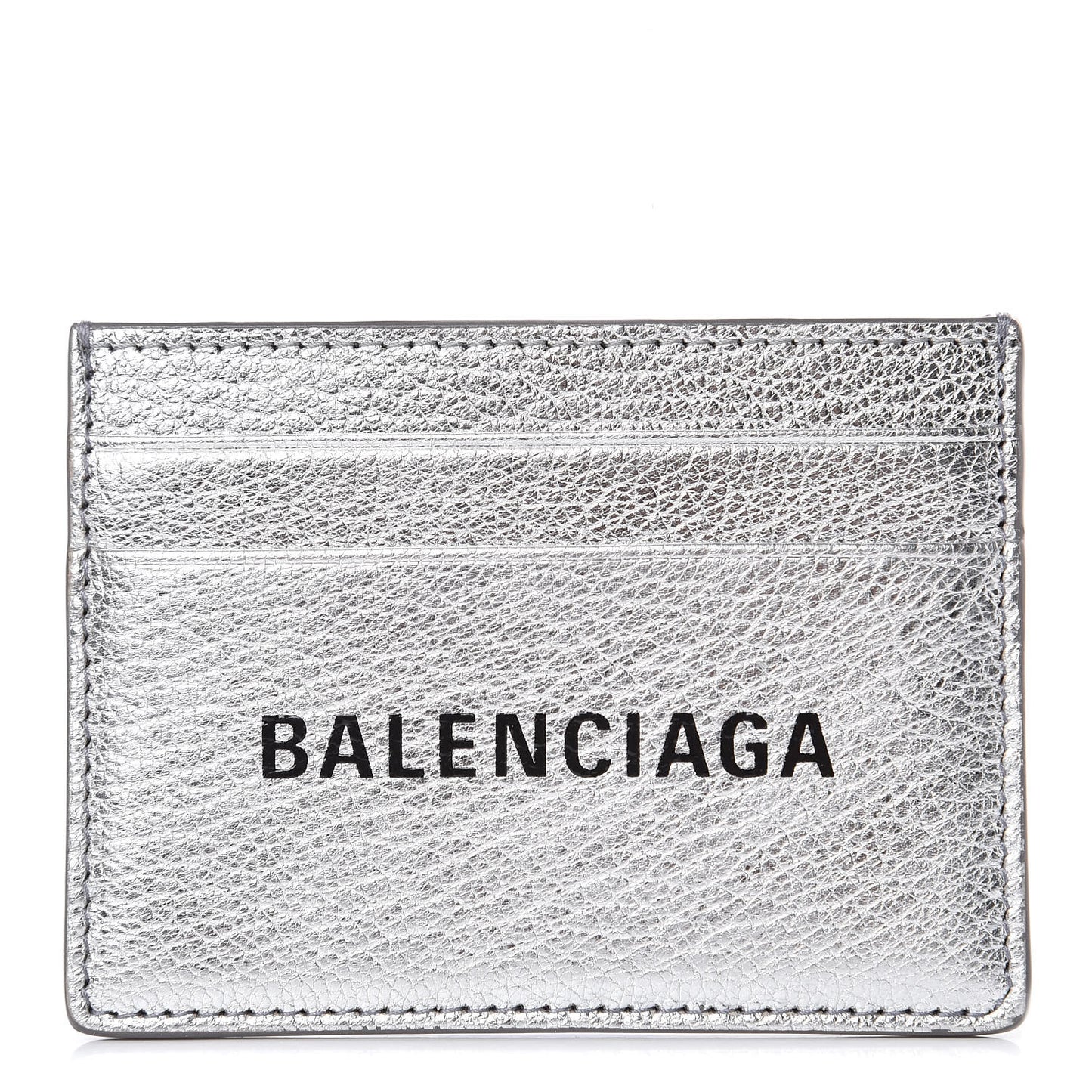 Metallic Goatskin Logo Everyday Multi Card Case Argent Black