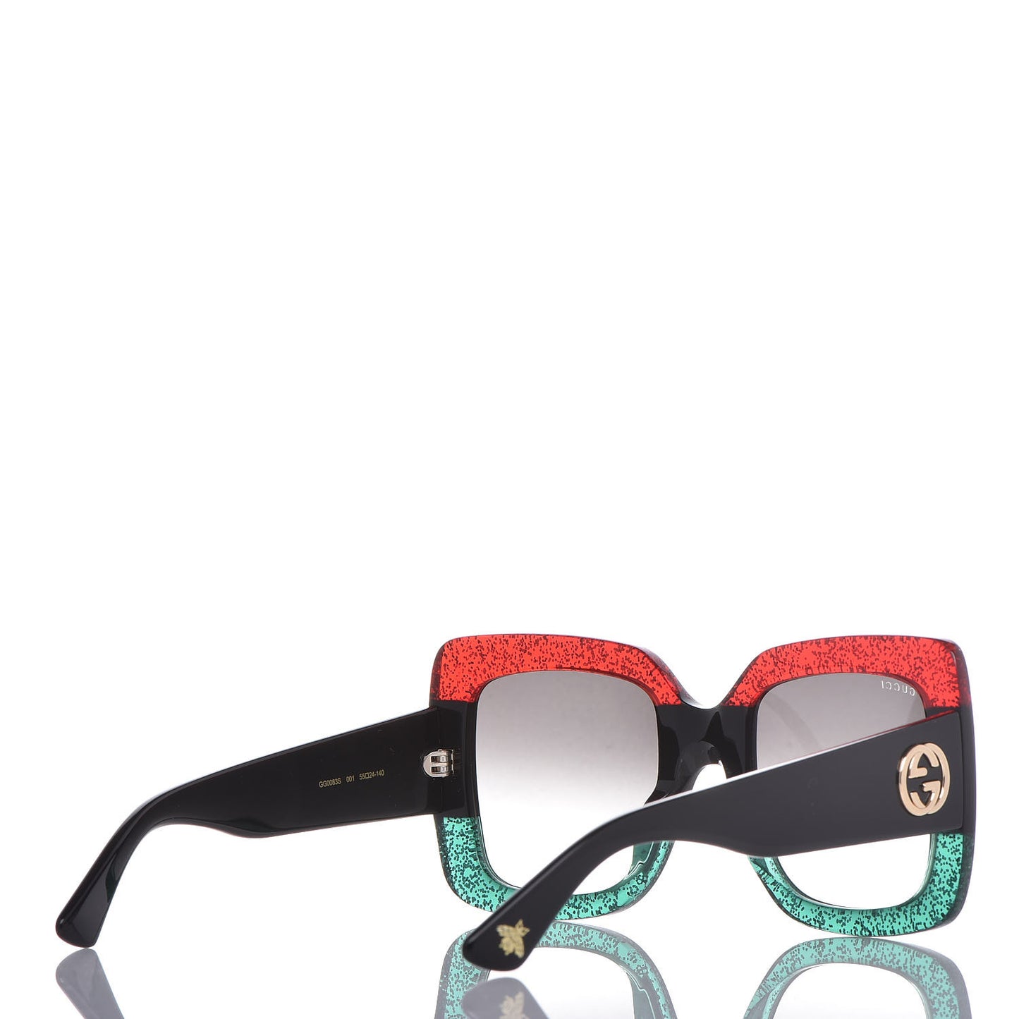 Square Frame GG0083S Sunglasses Glitter Red Black Green