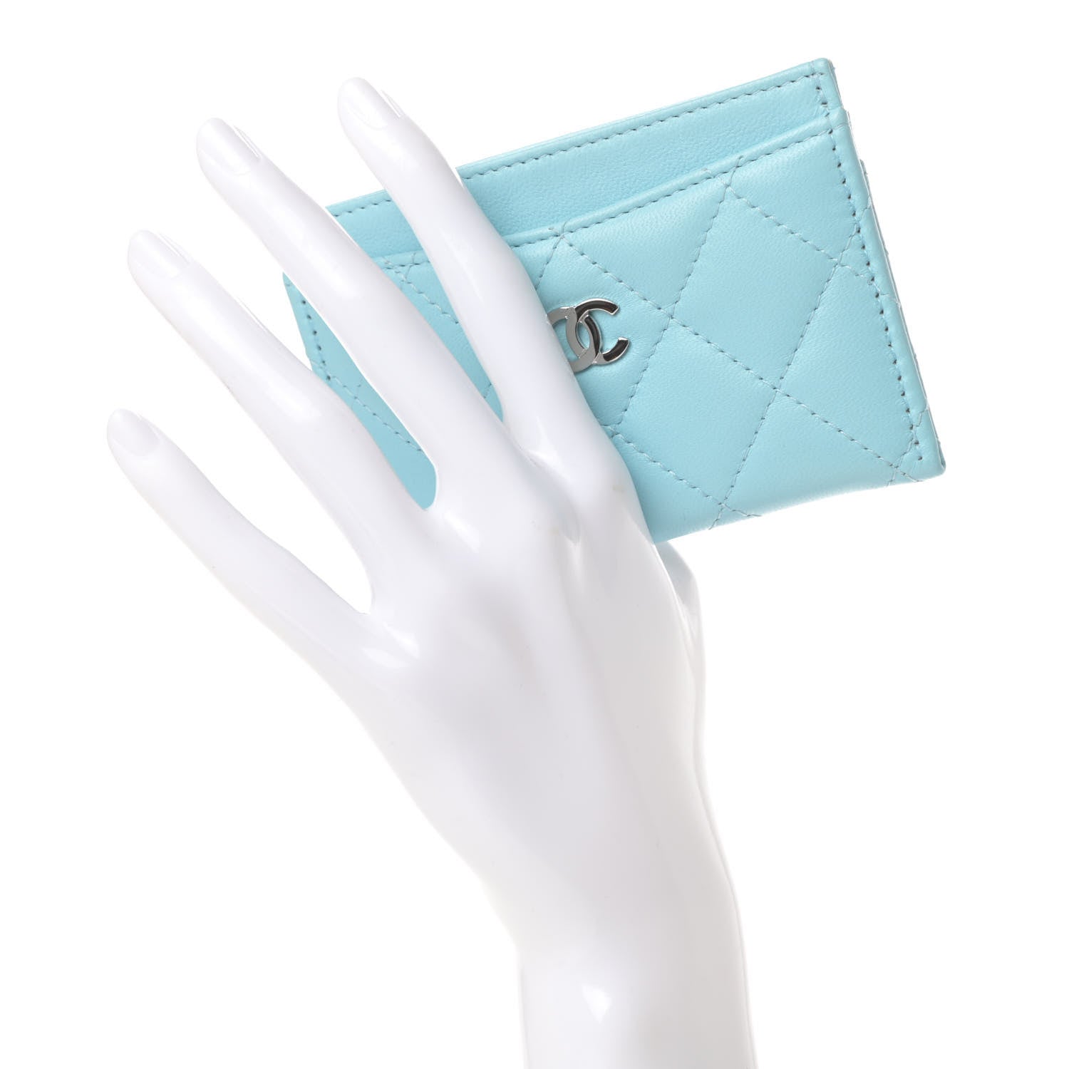 Chanel Lambskin Quilted Card Holder Blue 2 of 8