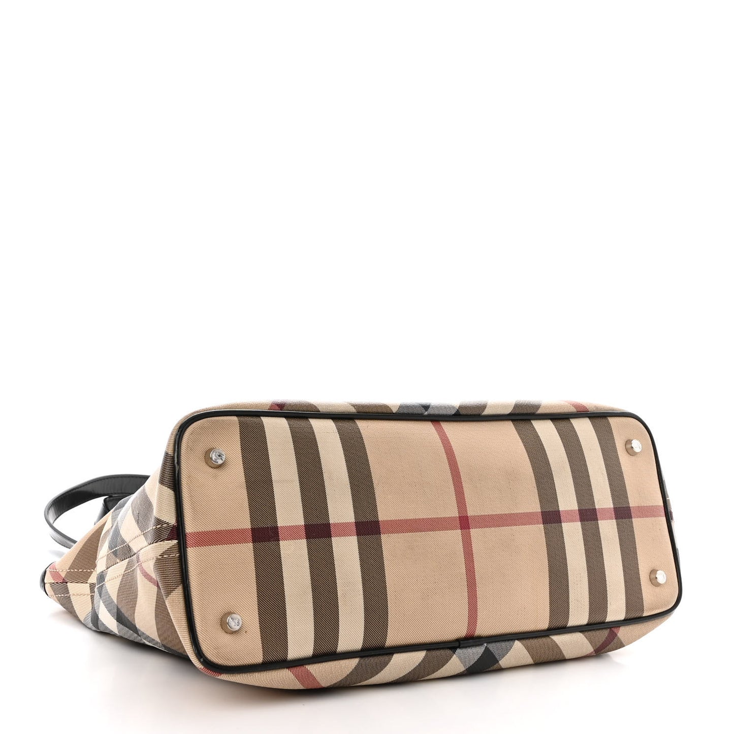 Patent Trim Nova Check Shopper Tote Black