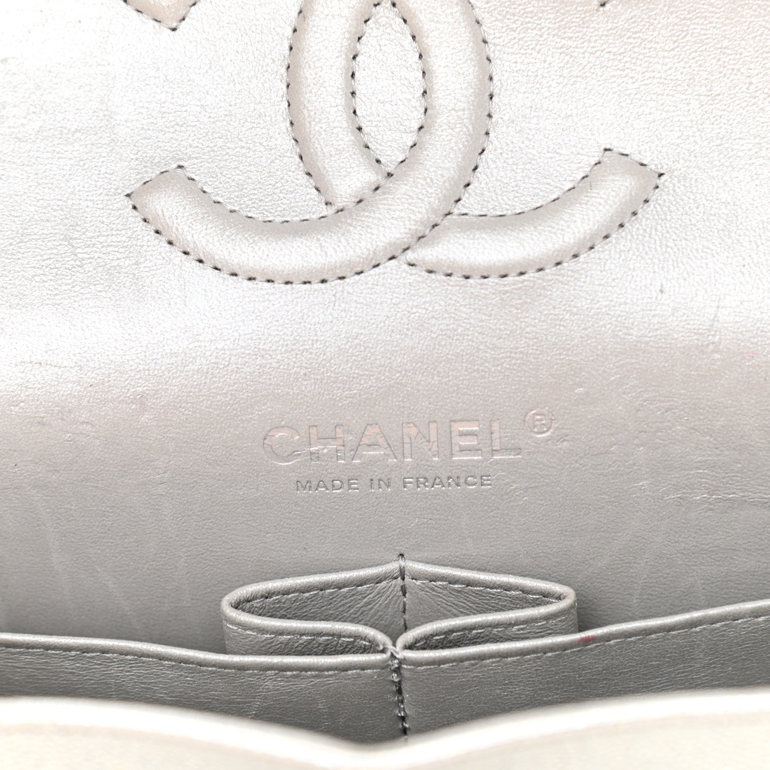 Chanel Glittered Metallic Caviar Quilted Medium Double Flap Silver 6 of 15