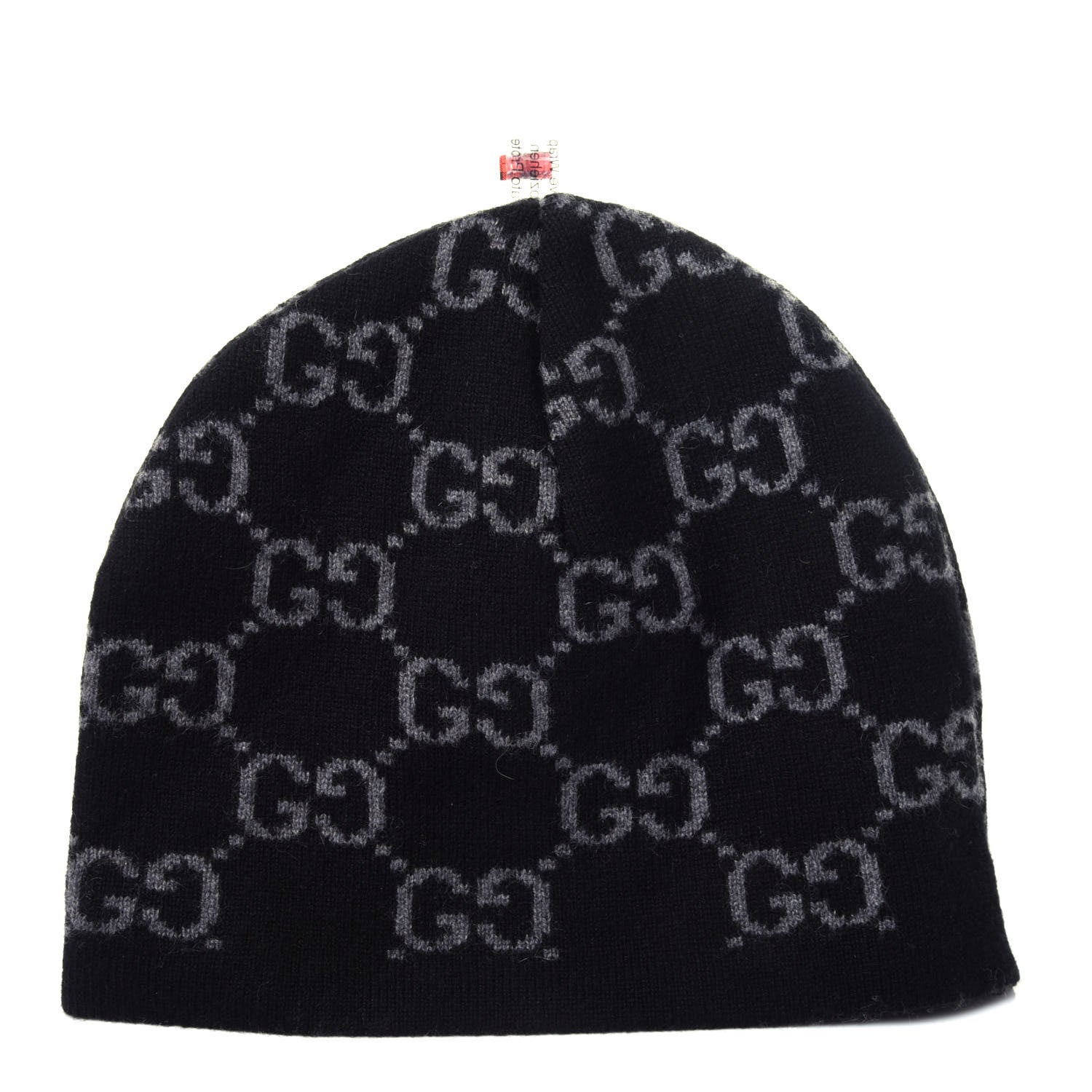 Gucci Cashmere GG Monogram Beanie Hat Black 1 of 3
