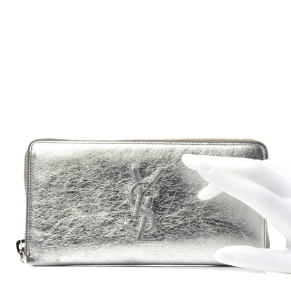 Saint Laurent Metallic Calfskin Belle De Jour Zip Around Wallet Moon 2 of 8