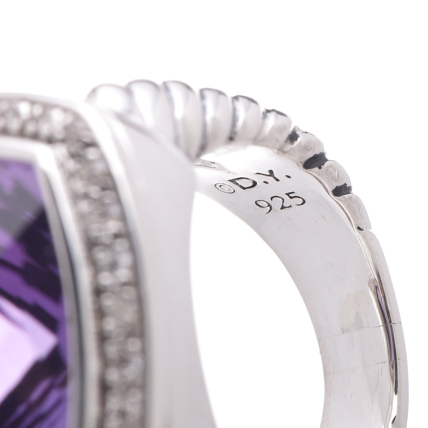 Sterling Silver Diamond Amethyst 17mm Albion Ring 54 7