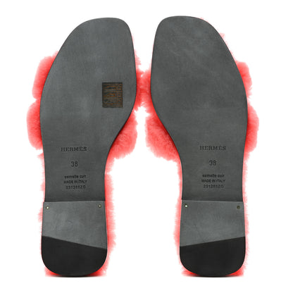 Hermes Woolskin Oran Sandals 38 Rose Du Desert 6 of 9