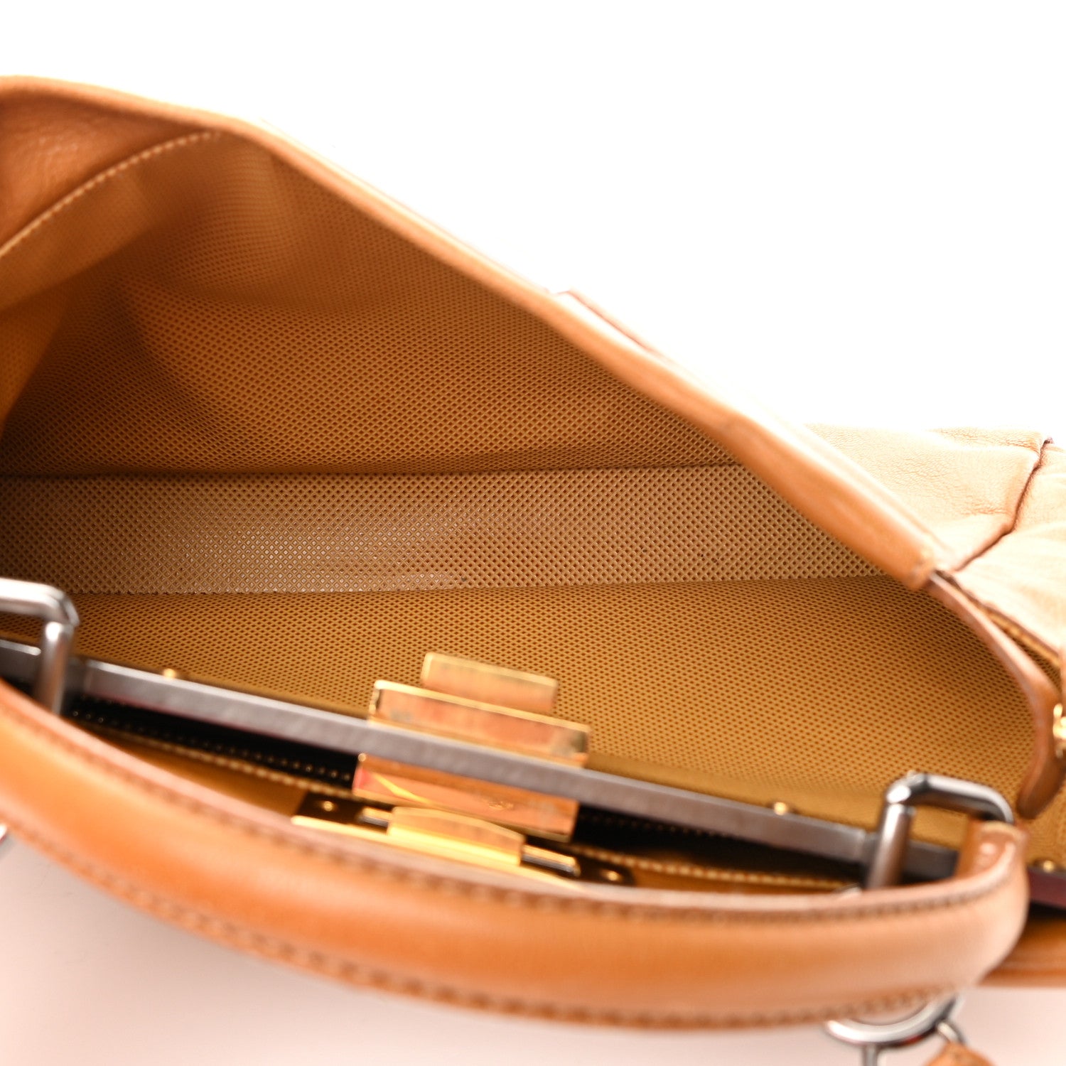 Fendi Goatskin Medium Peekaboo Iconic Satchel Camel 6 of 20