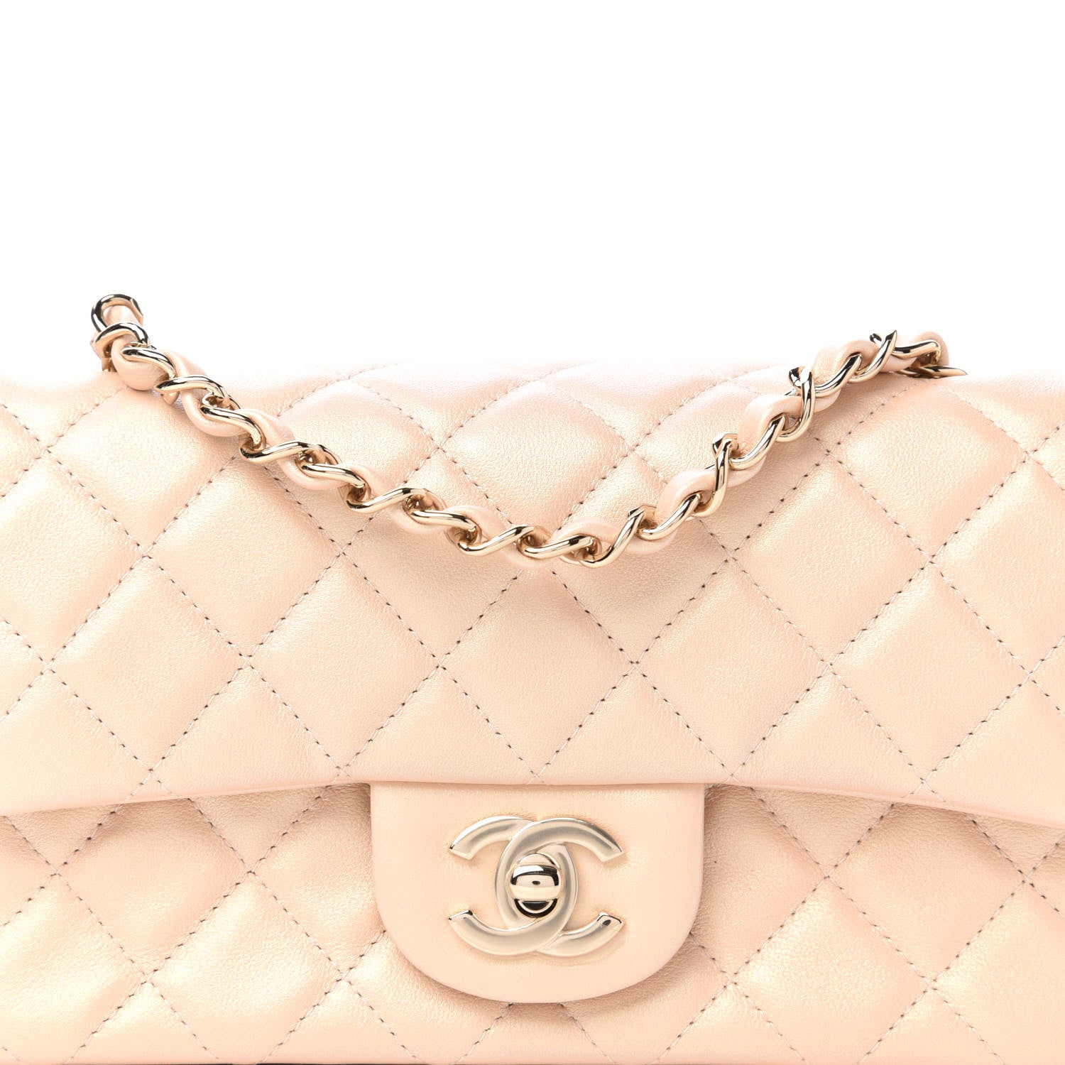 Chanel Iridescent Lambskin Quilted Mini Rectangular Flap Beige 10 of 11