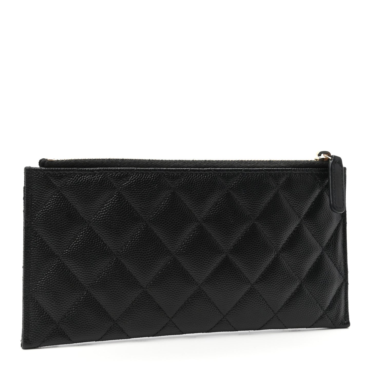Caviar Quilted Filigree Zip Pouch Black