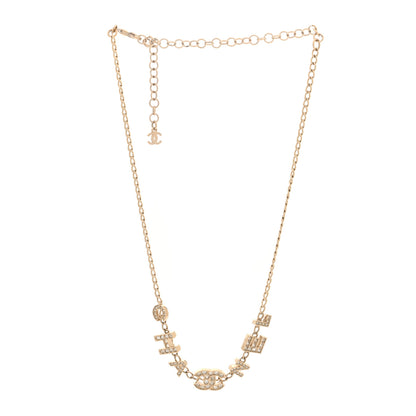 Chanel Crystal CC Letter Chain Necklace Gold 3 of 4