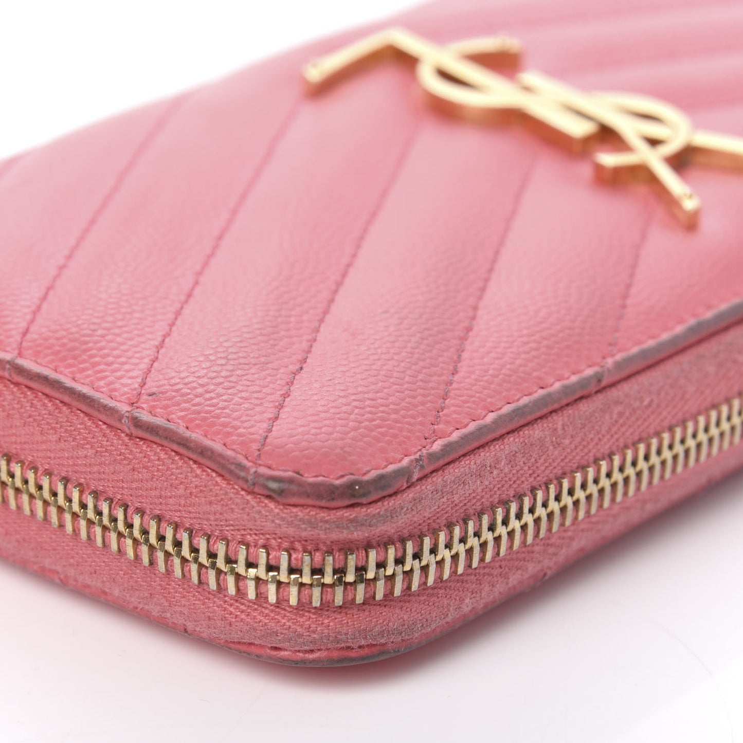 Grain De Poudre Matelasse Chevron Monogram Zip Around Wallet Bubblegum