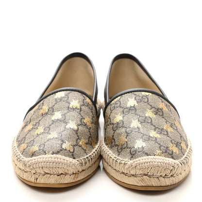 Gucci GG Supreme Monogram Bees Espadrille Flats 40 Beige Ebony Oro Black 4 of 10