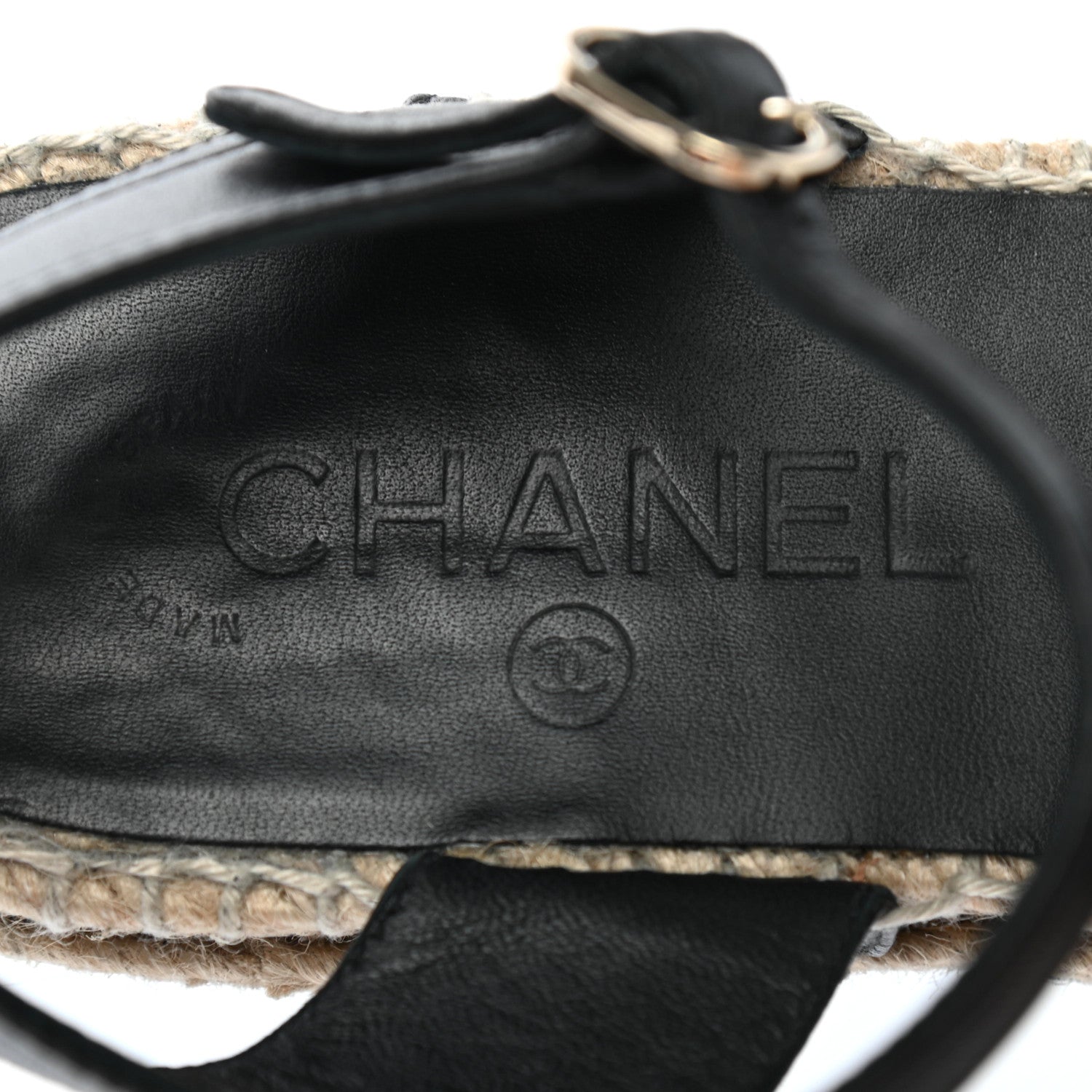 Chanel Lambskin Cap Toe CC Espadrille Sandals 38 Black 7 of 8