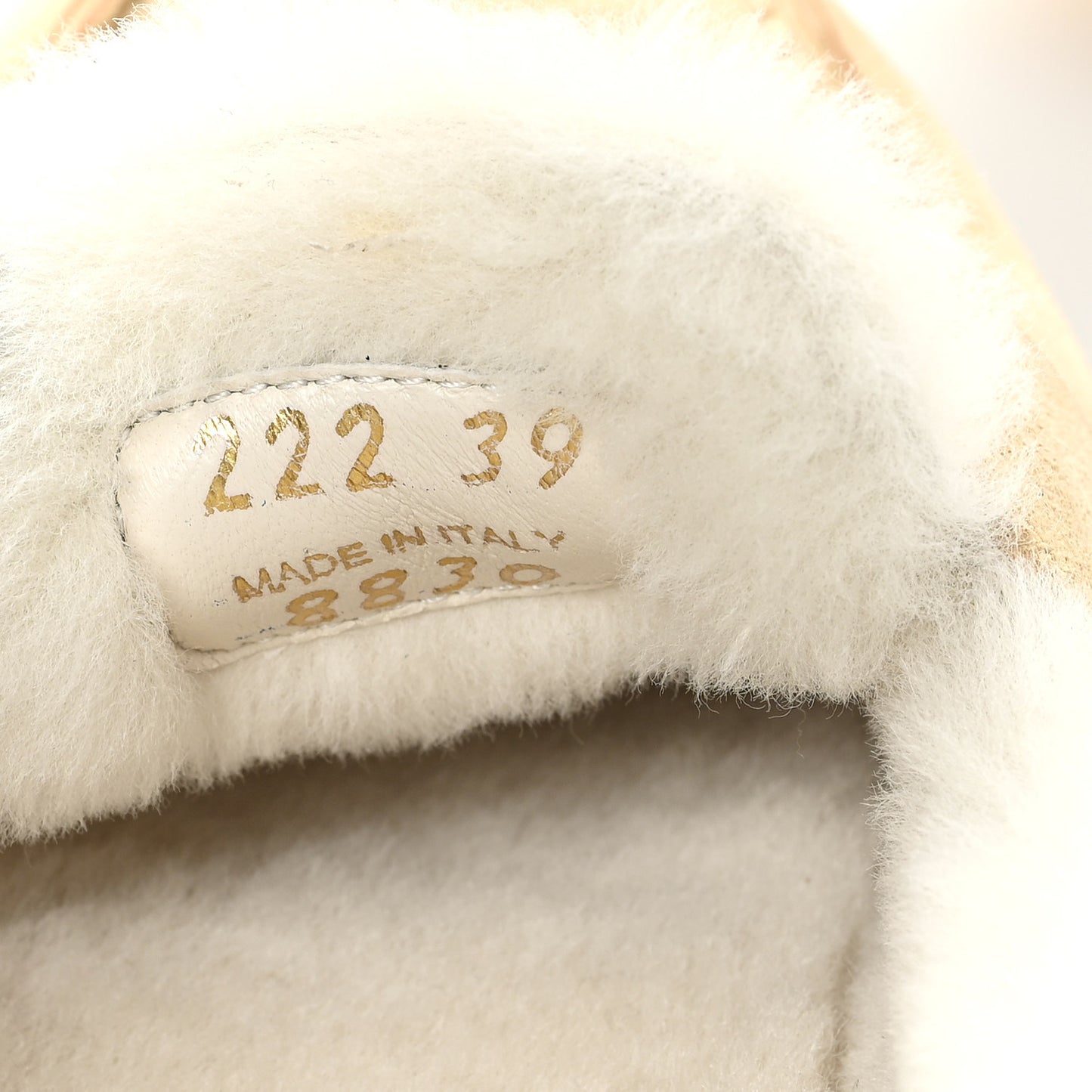 Suede Shearling Triangle Logo Loafer 39 Ecru