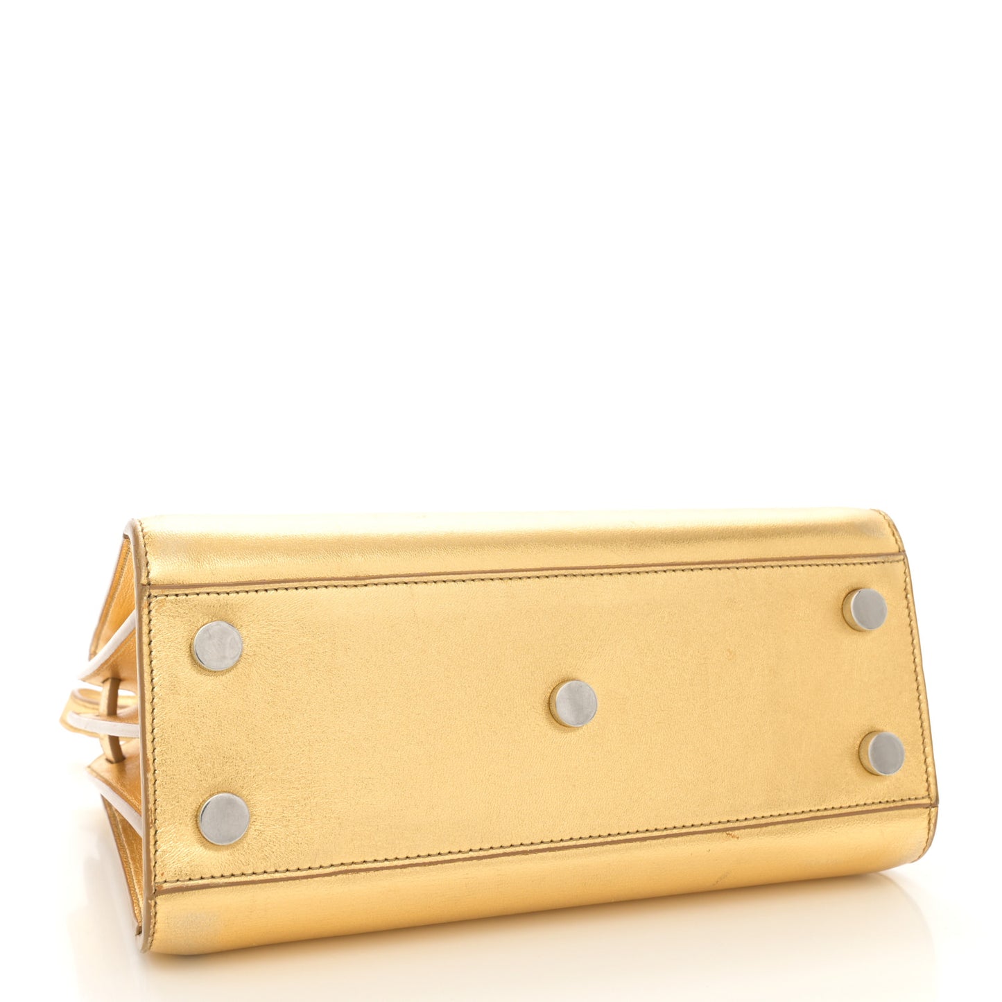 Metallic Calfskin Nano Sac De Jour Gold