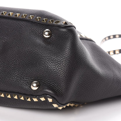 Valentino Garavani Alce Printed Calfskin Medium Rockstud Tote Black 9 of 10