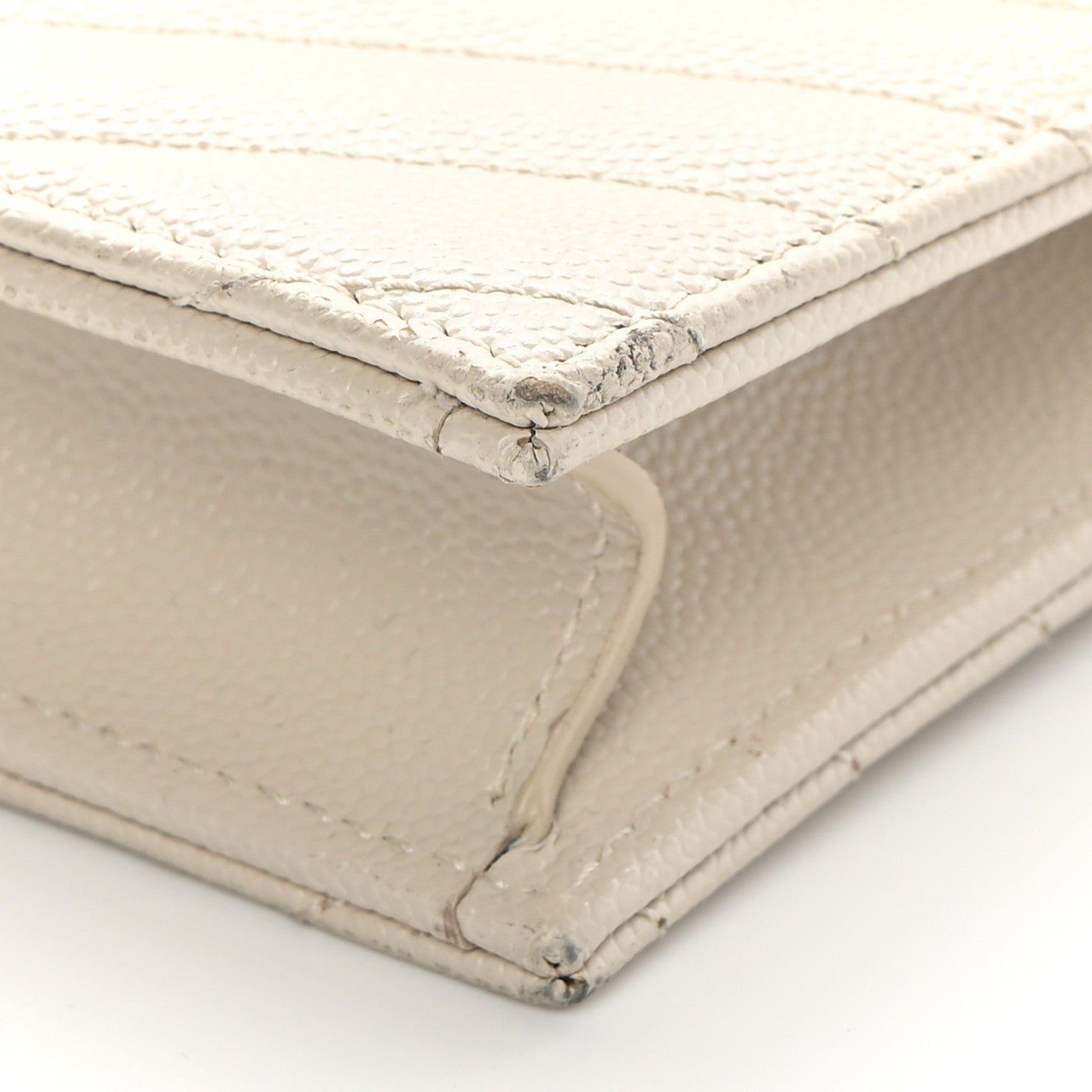 Saint Laurent Grain De Poudre Matelasse Chevron Monogram Envelope Chain Wallet Nude Powder 10 of 14