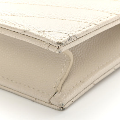 Saint Laurent Grain De Poudre Matelasse Chevron Monogram Envelope Chain Wallet Nude Powder 10 of 14