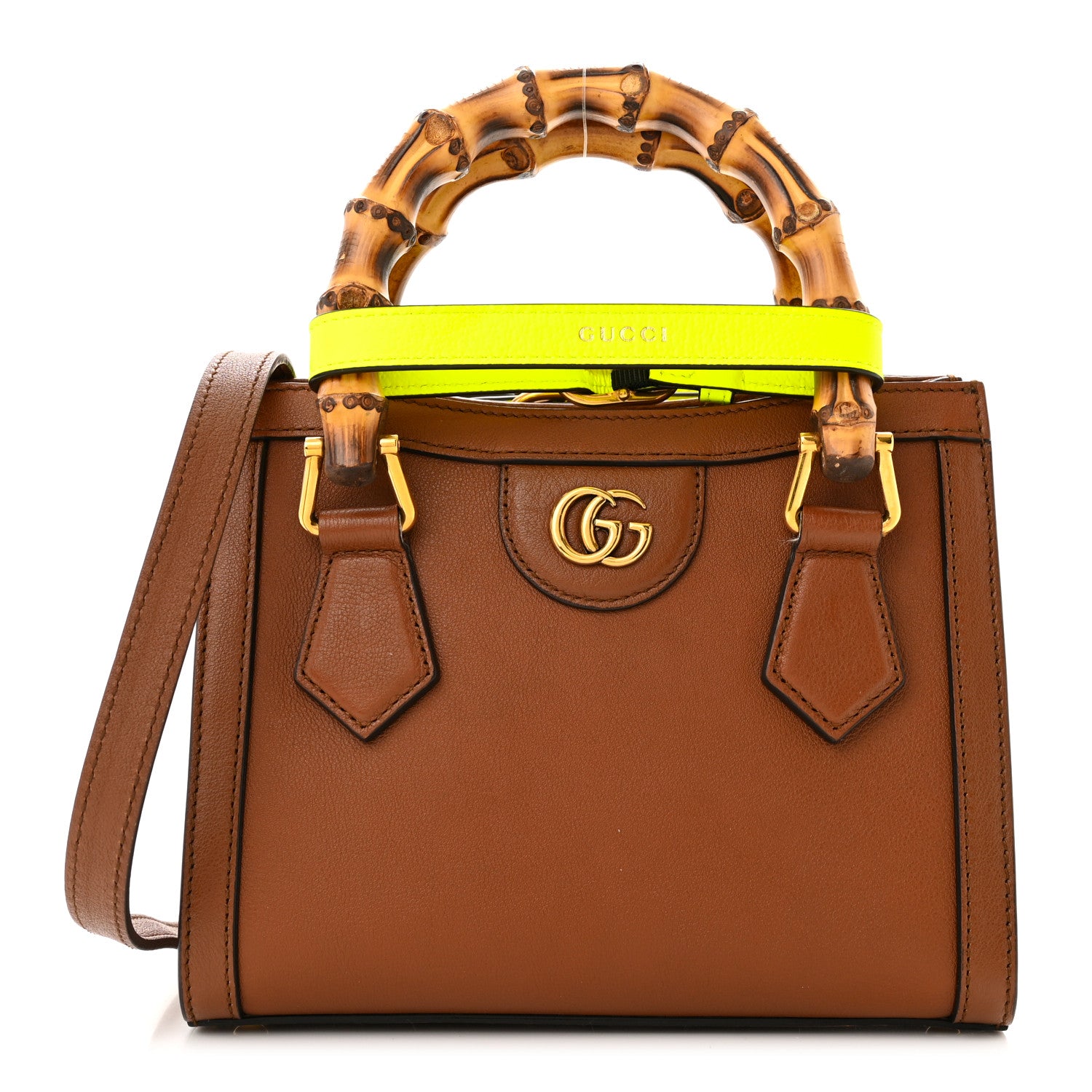 Gucci Wonka Grain Calfskin Mini Diana Tote Bag Cuir Yellow Fluo 1 of 12