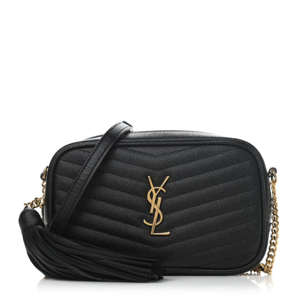 Saint Laurent Grain De Poudre Matelasse Monogram Mini Lou Camera Bag Black 1 of 4