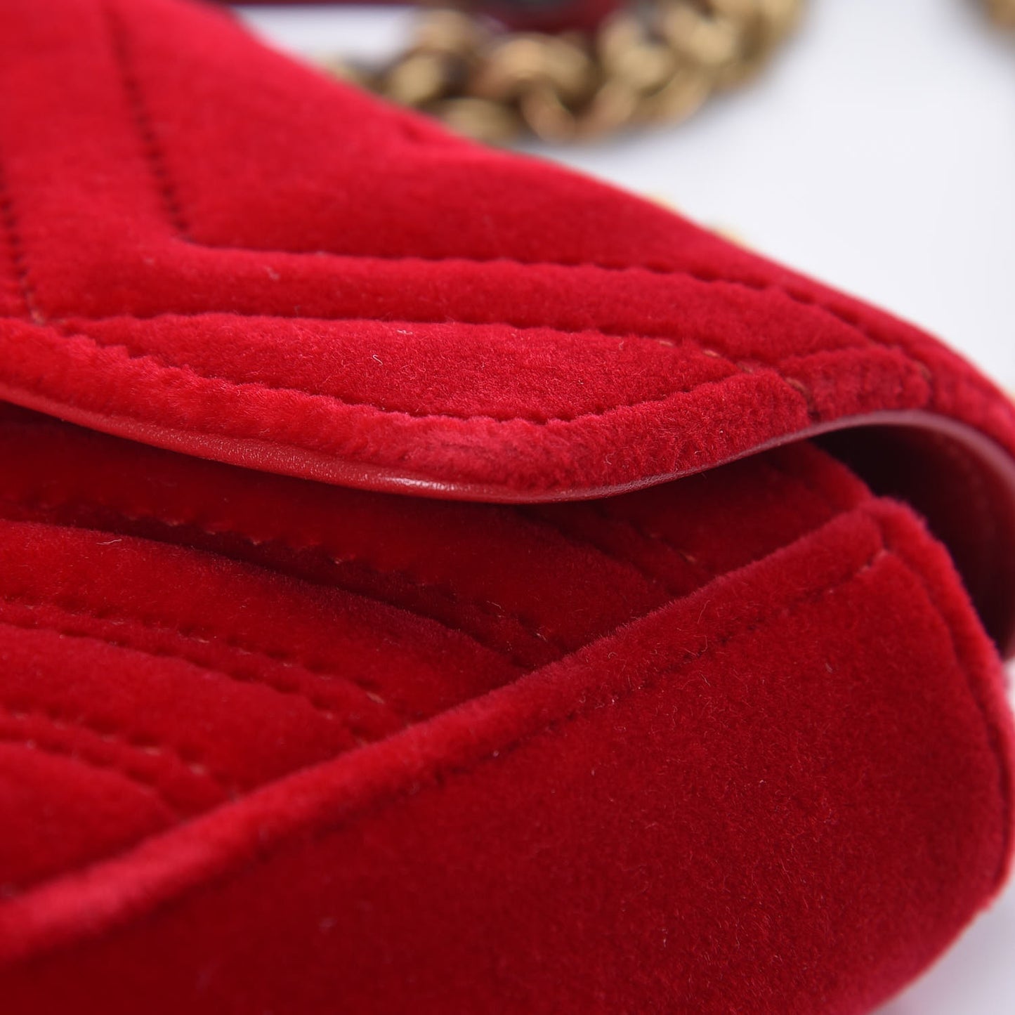 Velvet Matelasse Mini GG Marmont Shoulder Bag Hibiscus Red