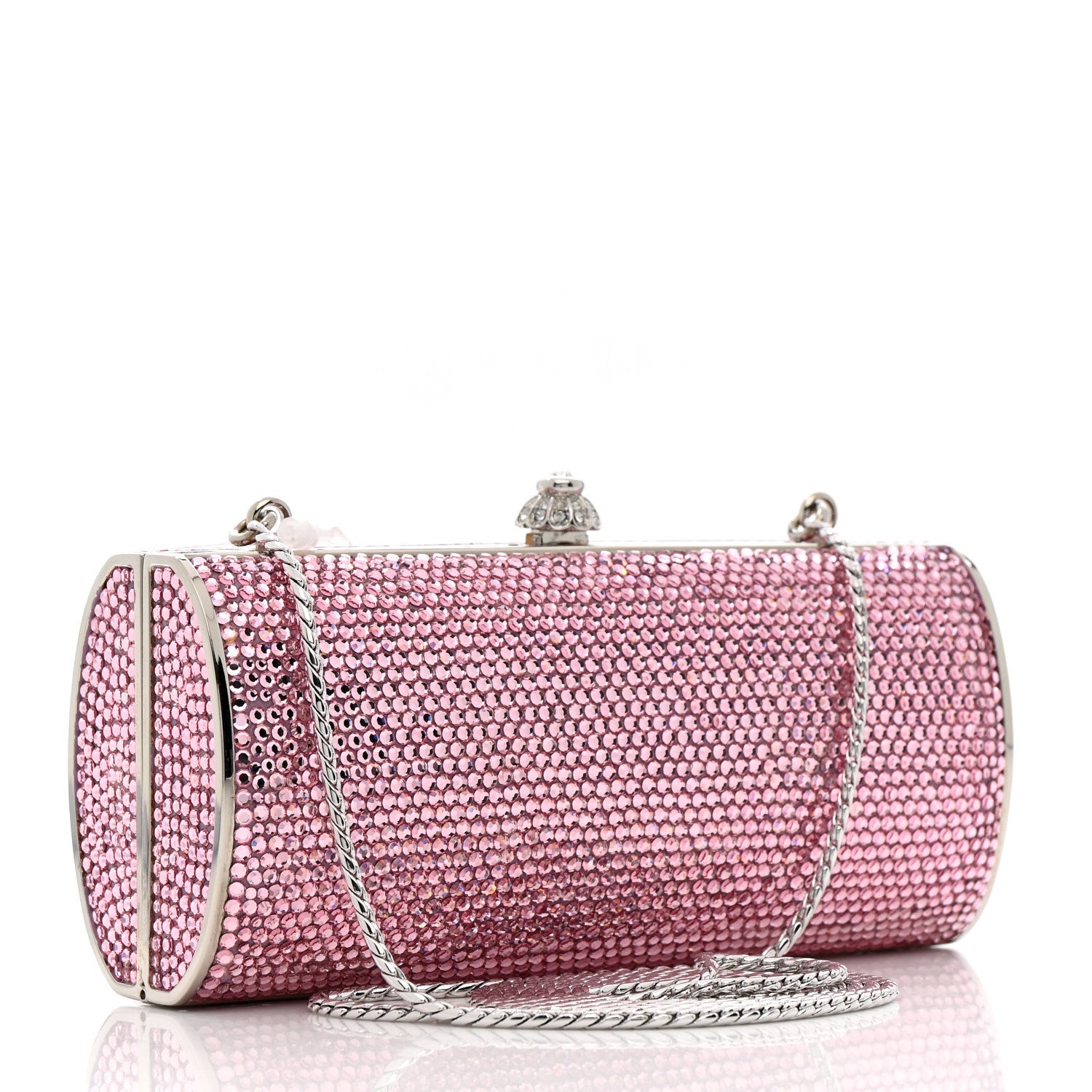 Judith Leiber Swarovski Crystal Minaudiere Clutch Pink 3 of 12
