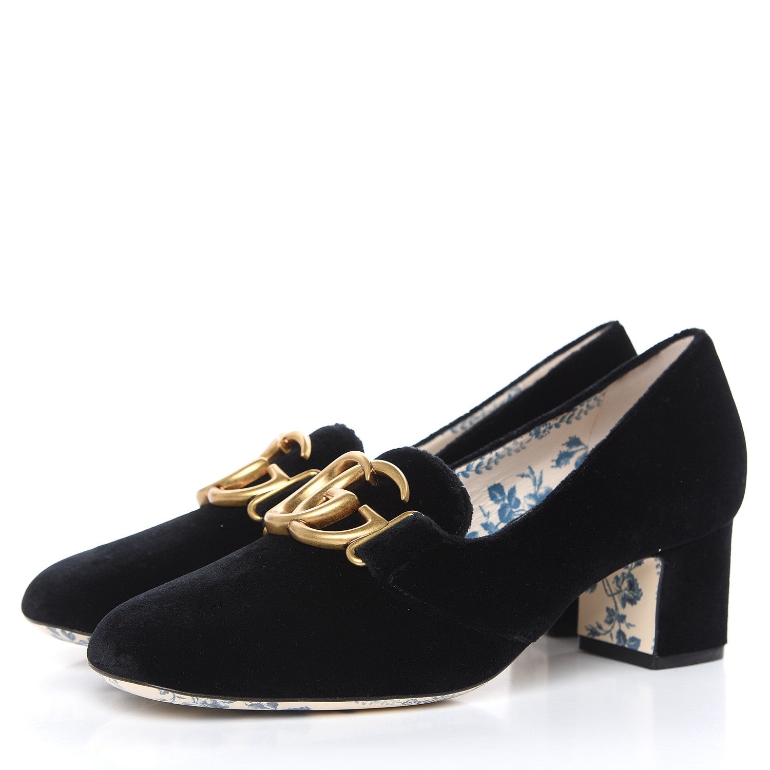 Gucci Softy Velvet GG Victoire 55mm Loafer Pumps 37.5 Black 3 of 8