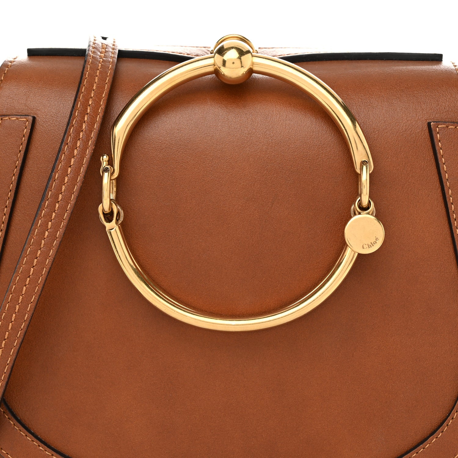 Chloe Calfskin Suede Medium Nile Bracelet Bag Caramel 8 of 10