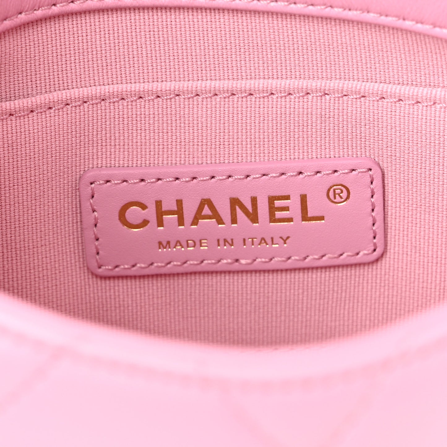 Lambskin Quilted Mini Lacquered Chain Flap Pink