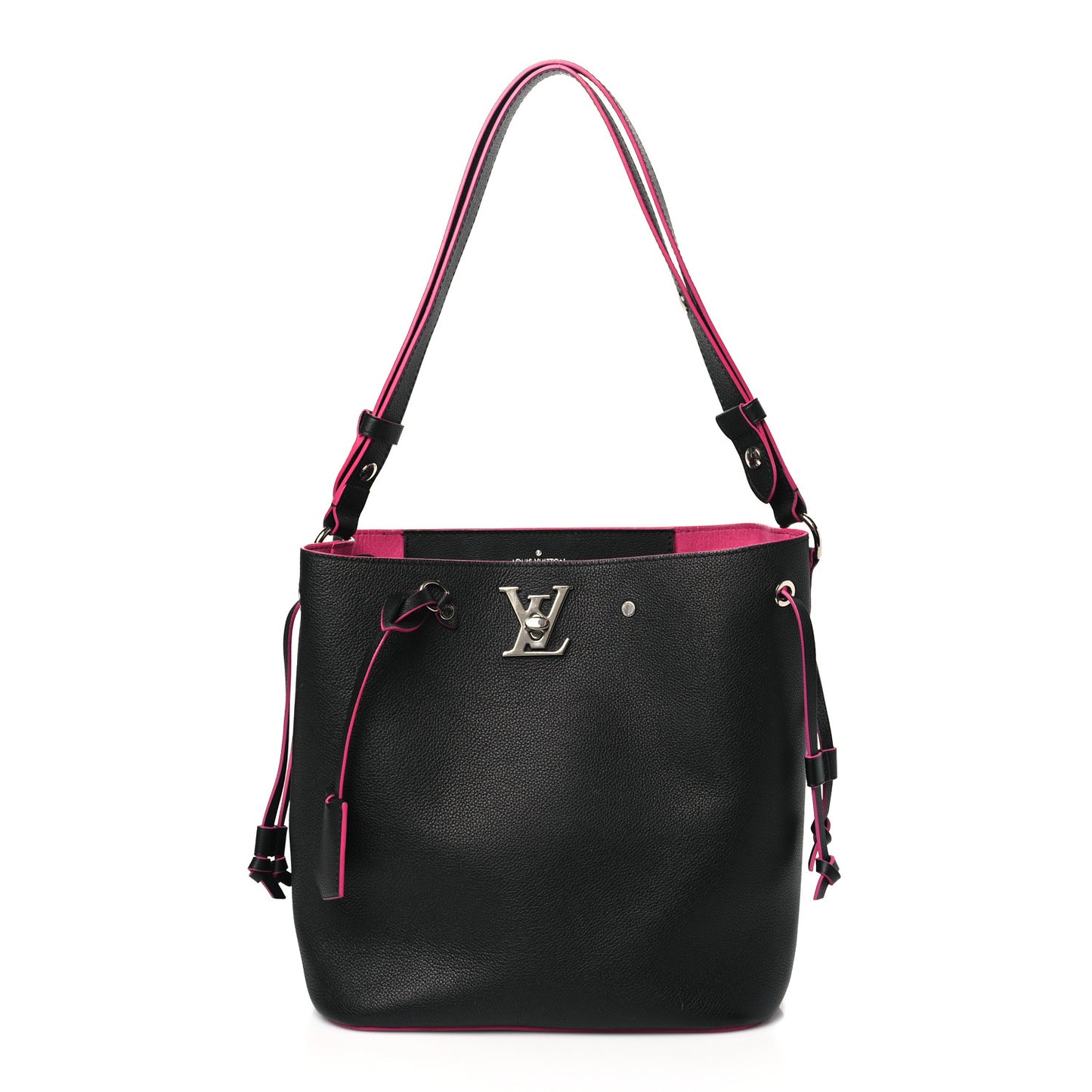 Calfskin Lockme Bucket Black