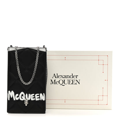Alexander McQueen Calfskin Quilted Chain Phone Case Black White 11 of 11