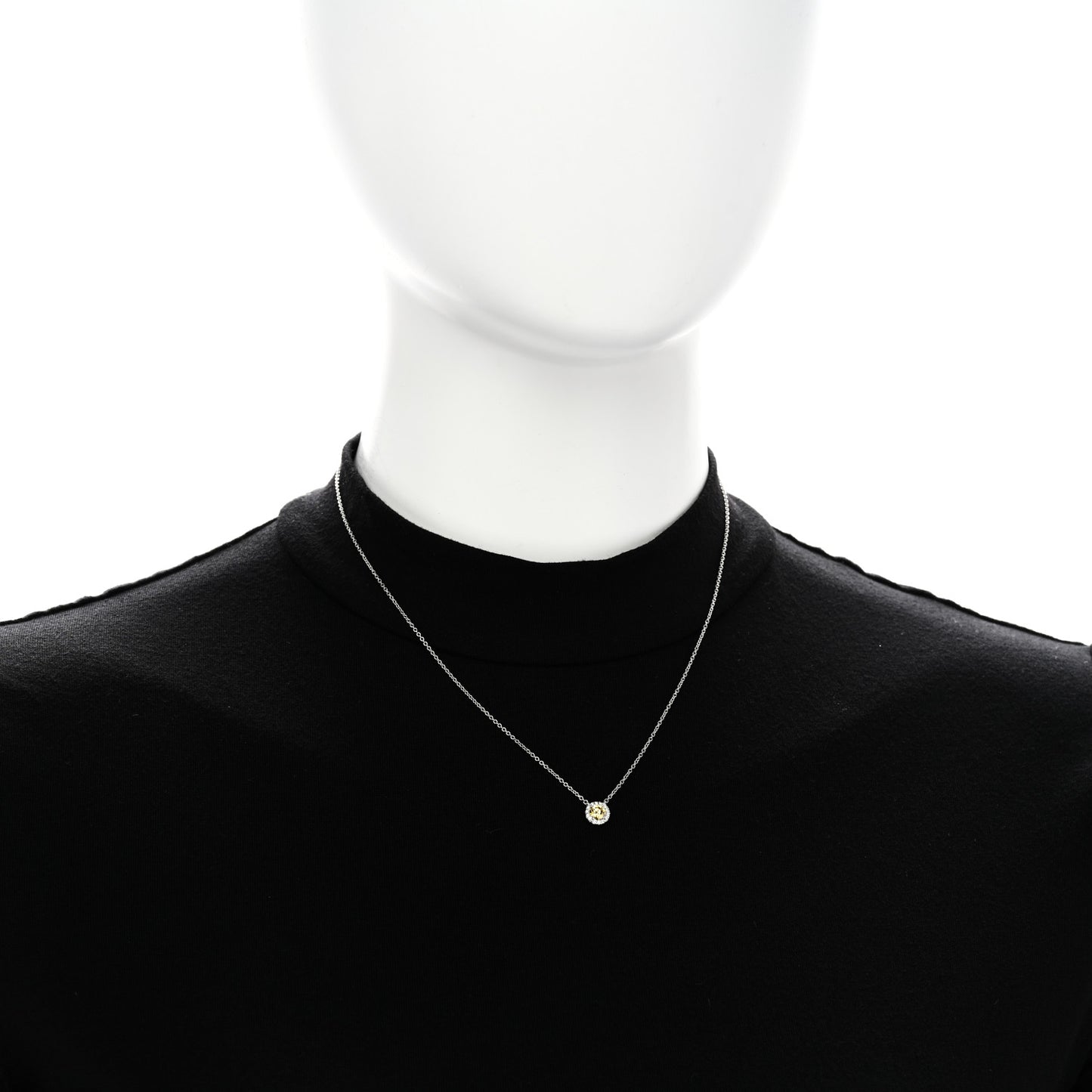 Platinum Fancy Vivid Yellow Diamond .32ct Soleste Pendant Necklace