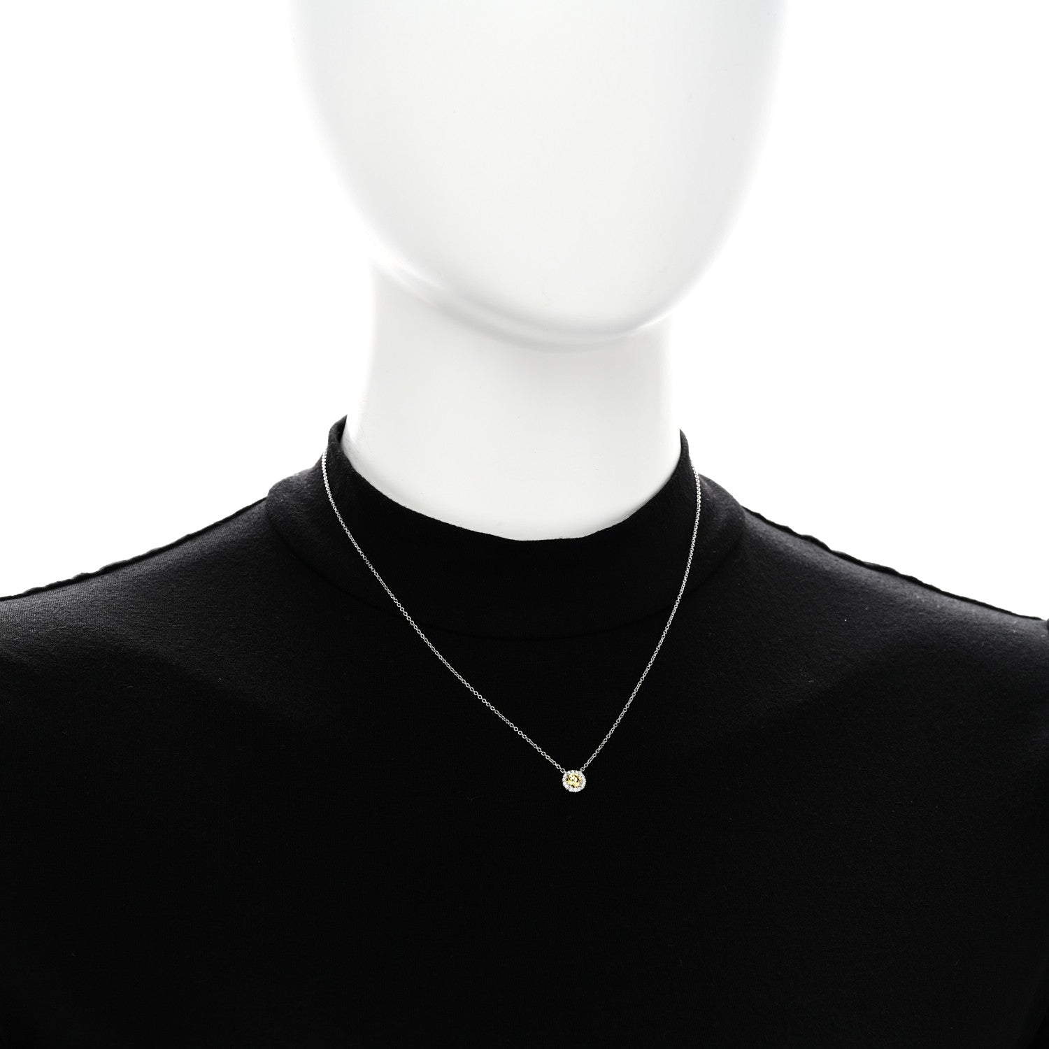 Tiffany Platinum Fancy Vivid Yellow Diamond .32ct Soleste Pendant Necklace 2 of 5