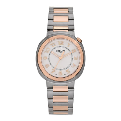 Hermes Stainless Steel 18K Rose Gold 36mm Cut Automatic Watch 1 of 5
