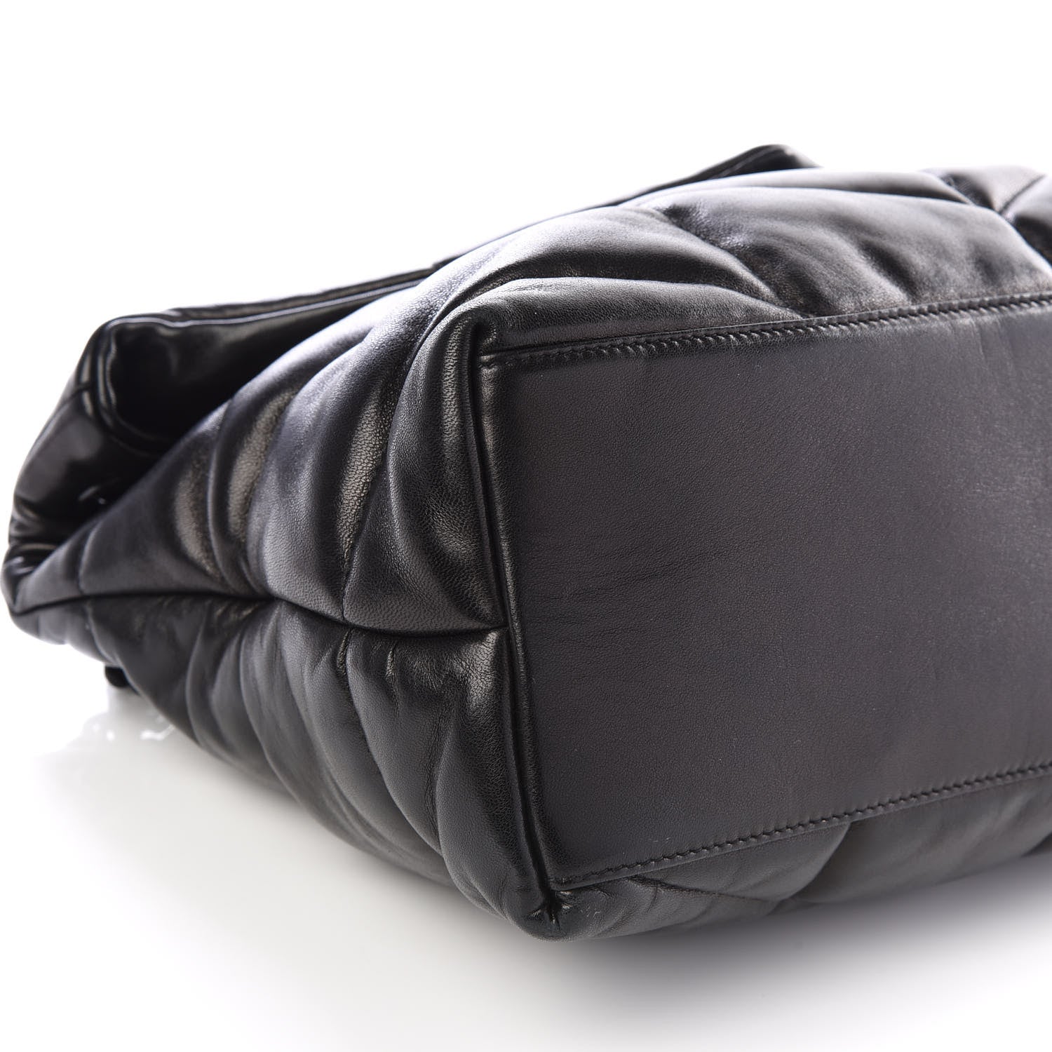 Saint Laurent Lambskin Quilted Medium Loulou Puffer Monogram Chain Satchel Black 5 of 9