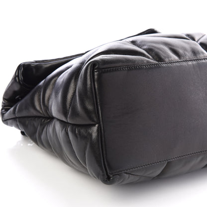 Saint Laurent Lambskin Quilted Medium Loulou Puffer Monogram Chain Satchel Black 5 of 9