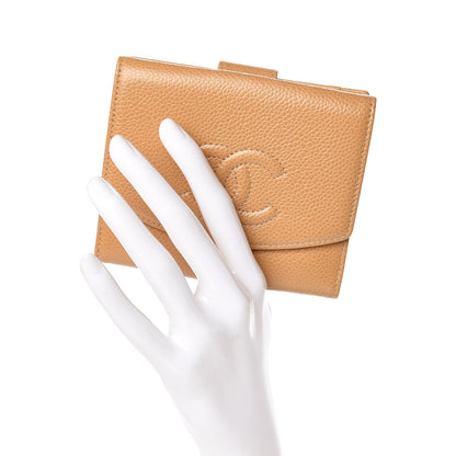 Chanel Caviar Timeless CC Compact French Wallet Beige 2 of 10