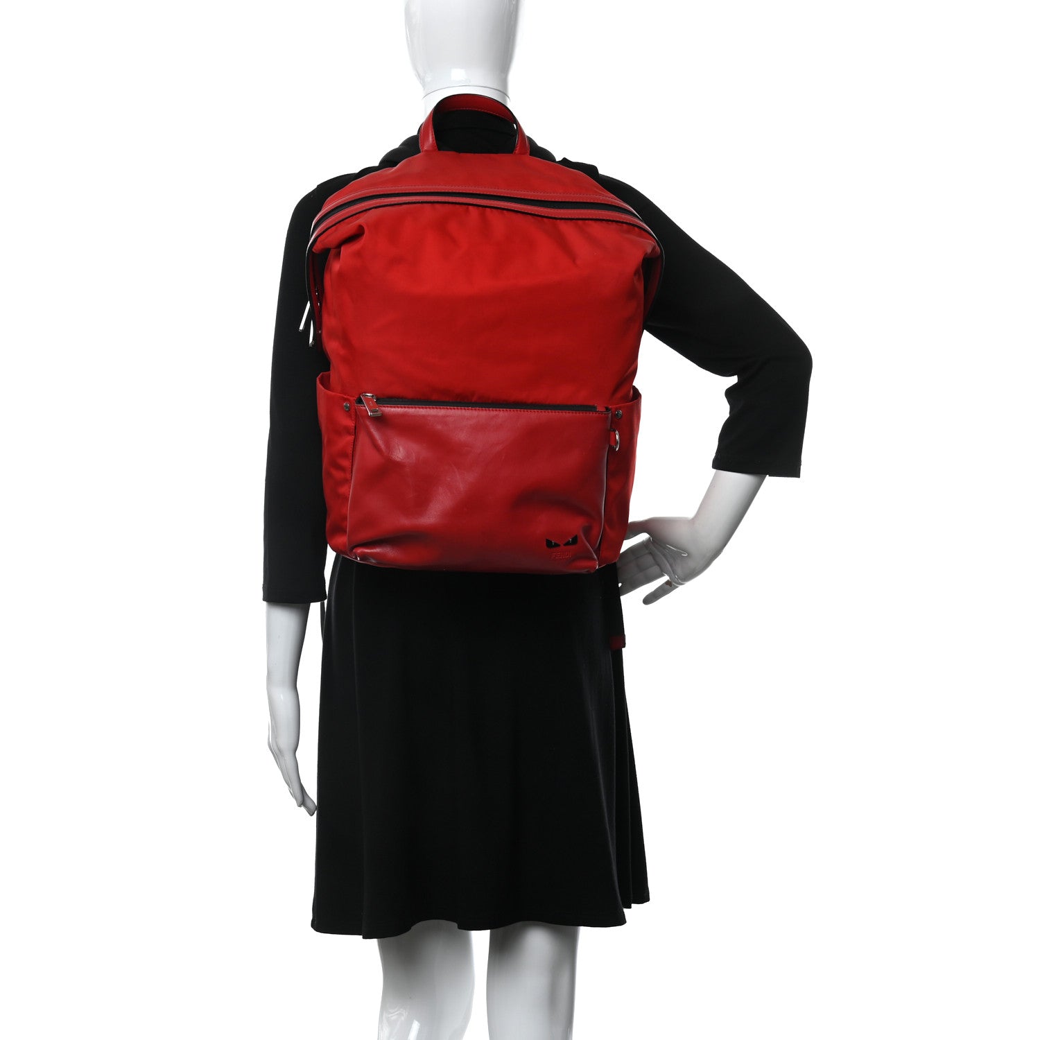 Fendi Nylon Vitello Backpack Red 2 of 16