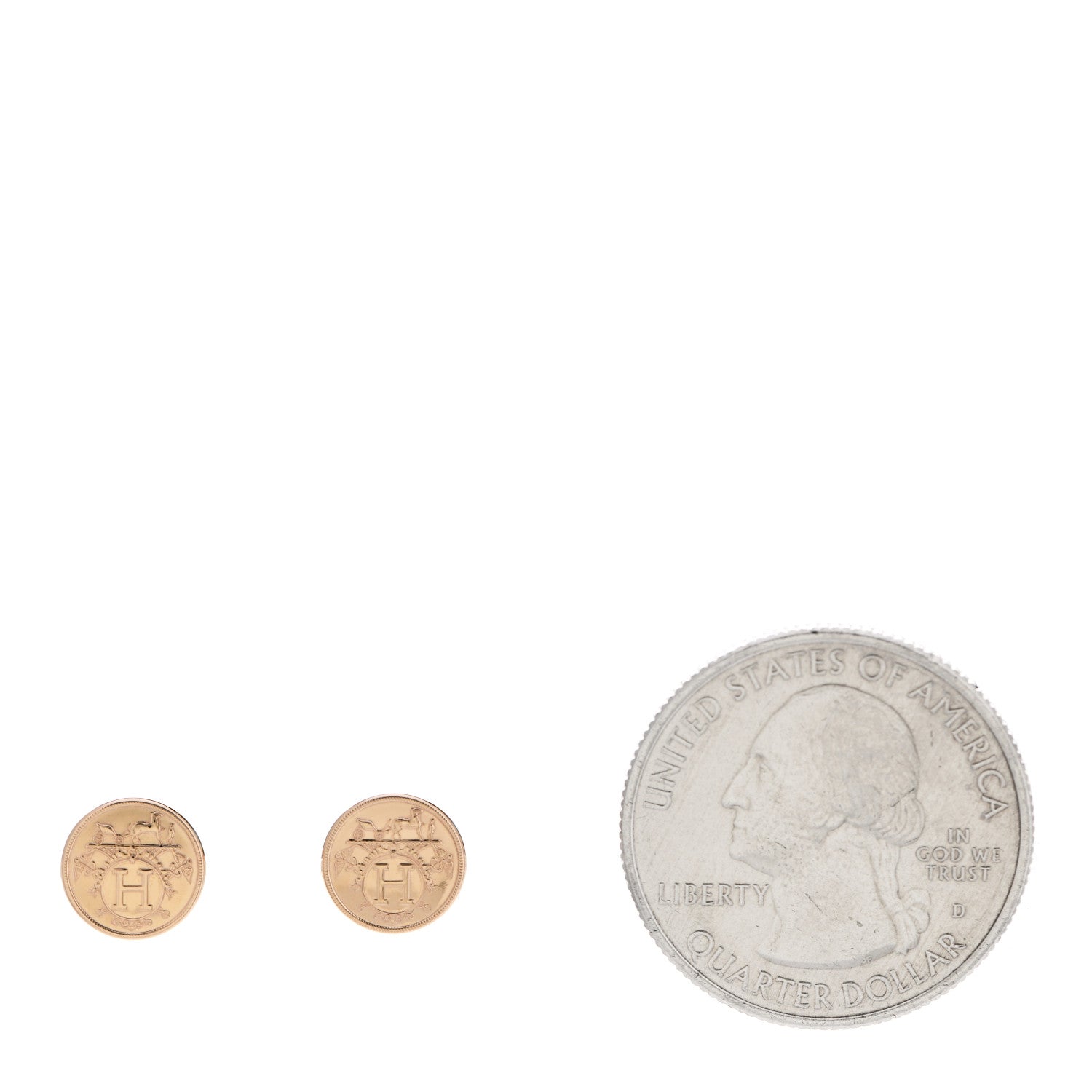 Hermes 18K Rose Gold TPM Ex-Libris Stud Earrings 2 of 5