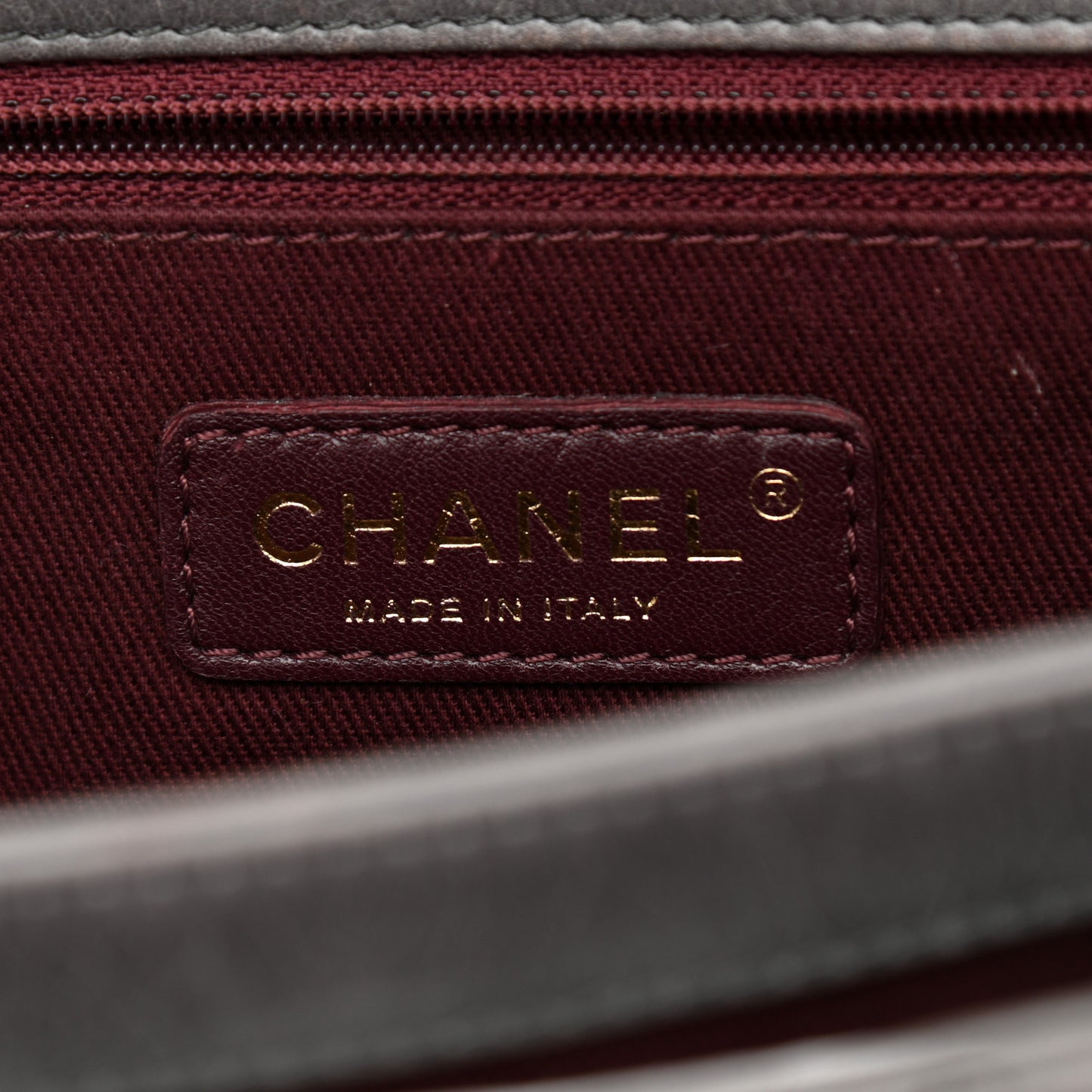 Glazed Calfskin Quilted Large Perfect Edge Flap Grey